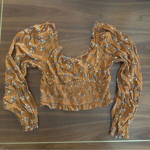 Elodie Mustard Floral Smocked Blouse